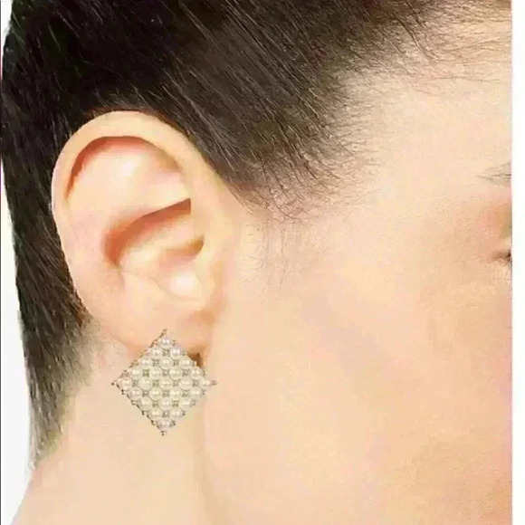 INC Pearl Square Stud Earrings - Picture 2 of 3